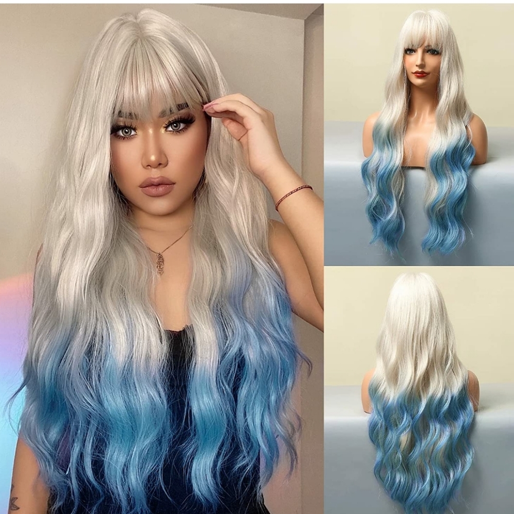 Blue and Blonde Balayage Ombre 26in Wig